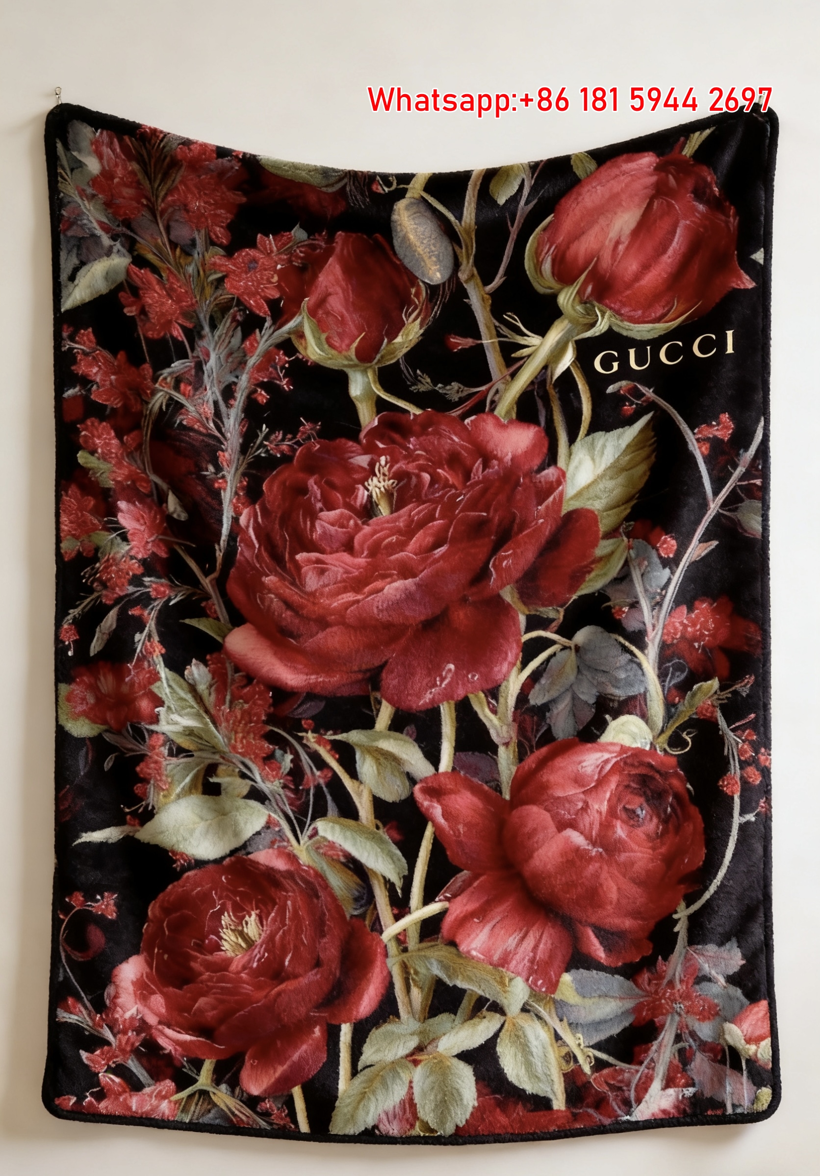 Gucci Midnight Peony throw Blanket Luxury Crimson Tapestry IMG_2767
